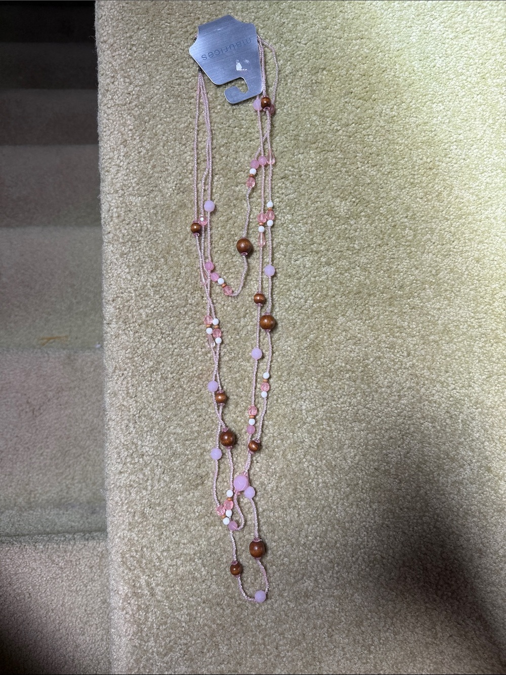 Layered Pink and Brown Bead Necklace - Women Jewelry